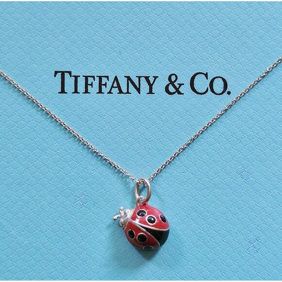 Tiffany & Co. Jewelry - RARE Retired Tiffany & Co. Red Black Enamel Small Ladybug Pendant Charm Necklace